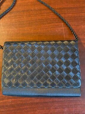 Black Silk Courtenay Cocktail Crossbody Handbag Vintage Corded strap beautiful